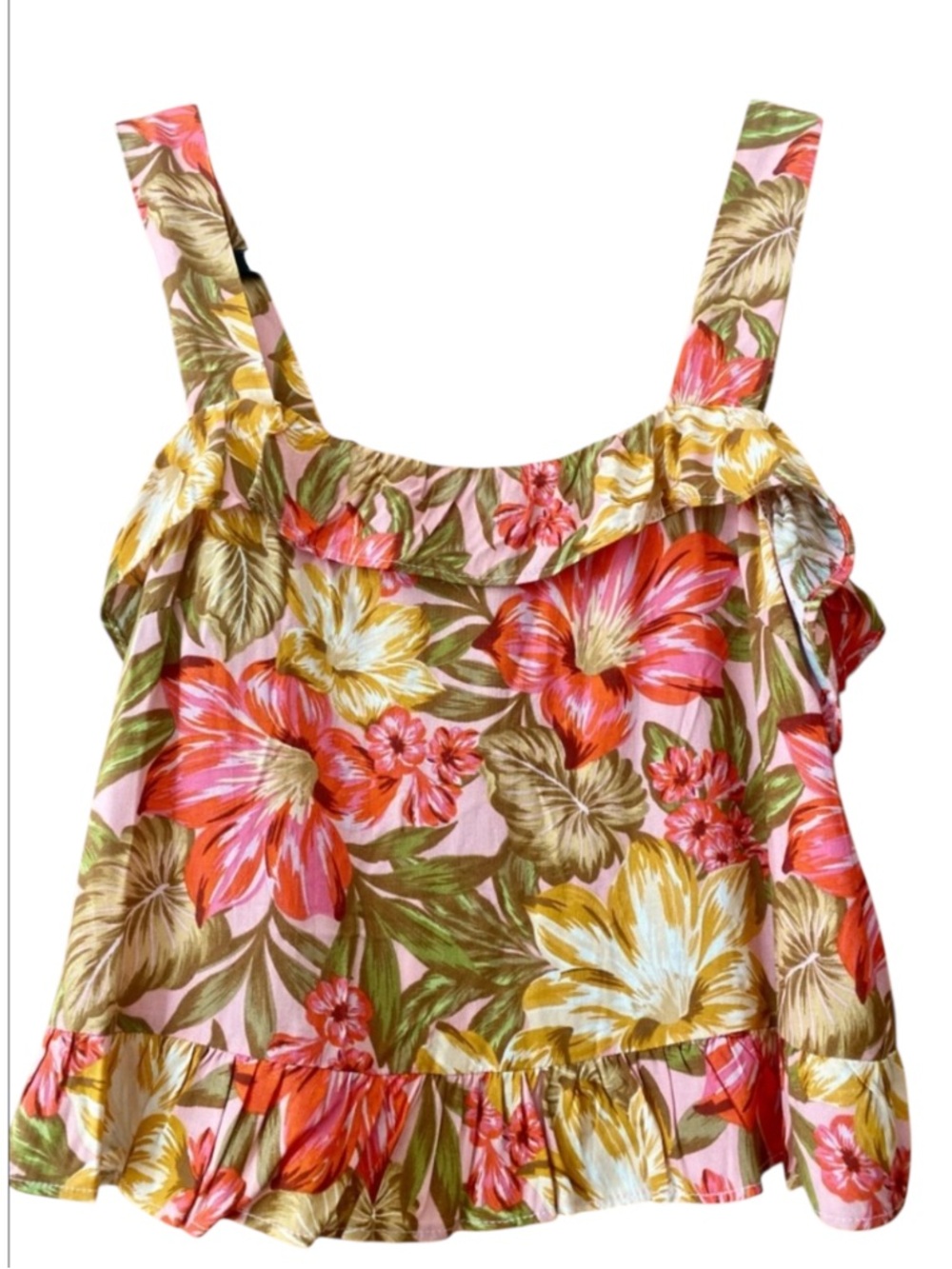 NWT Petal & Pup Pissaro Floral Ruffle Tank Top XS Tropical Resort
